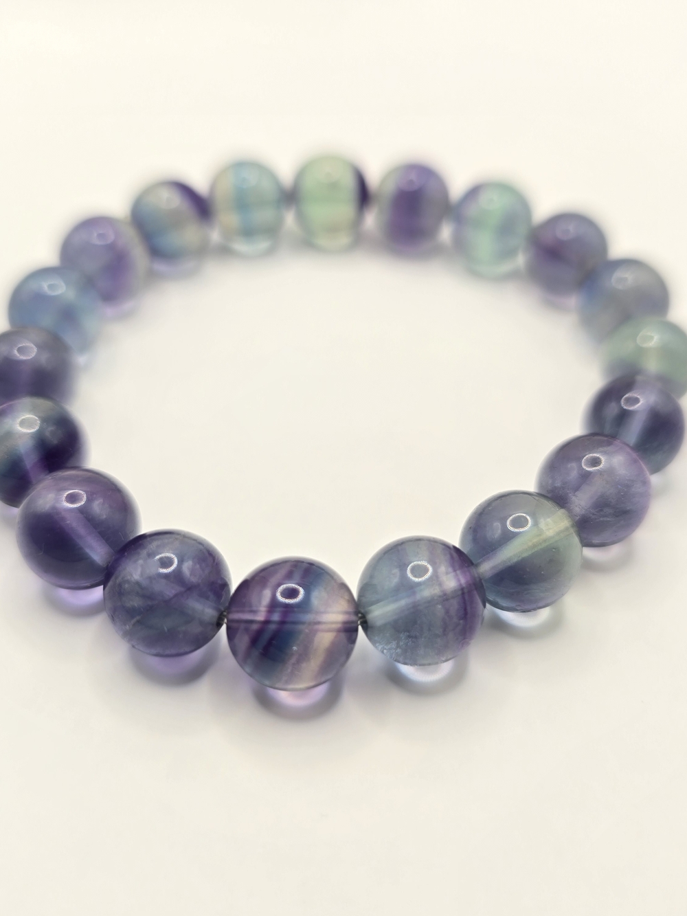 All Natural 10mm Blue Fluorite Bead Bracelet